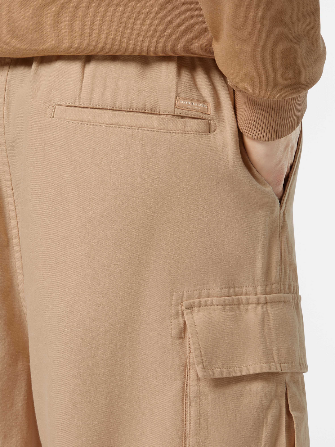 Cotton-linen relaxed fit cargo short