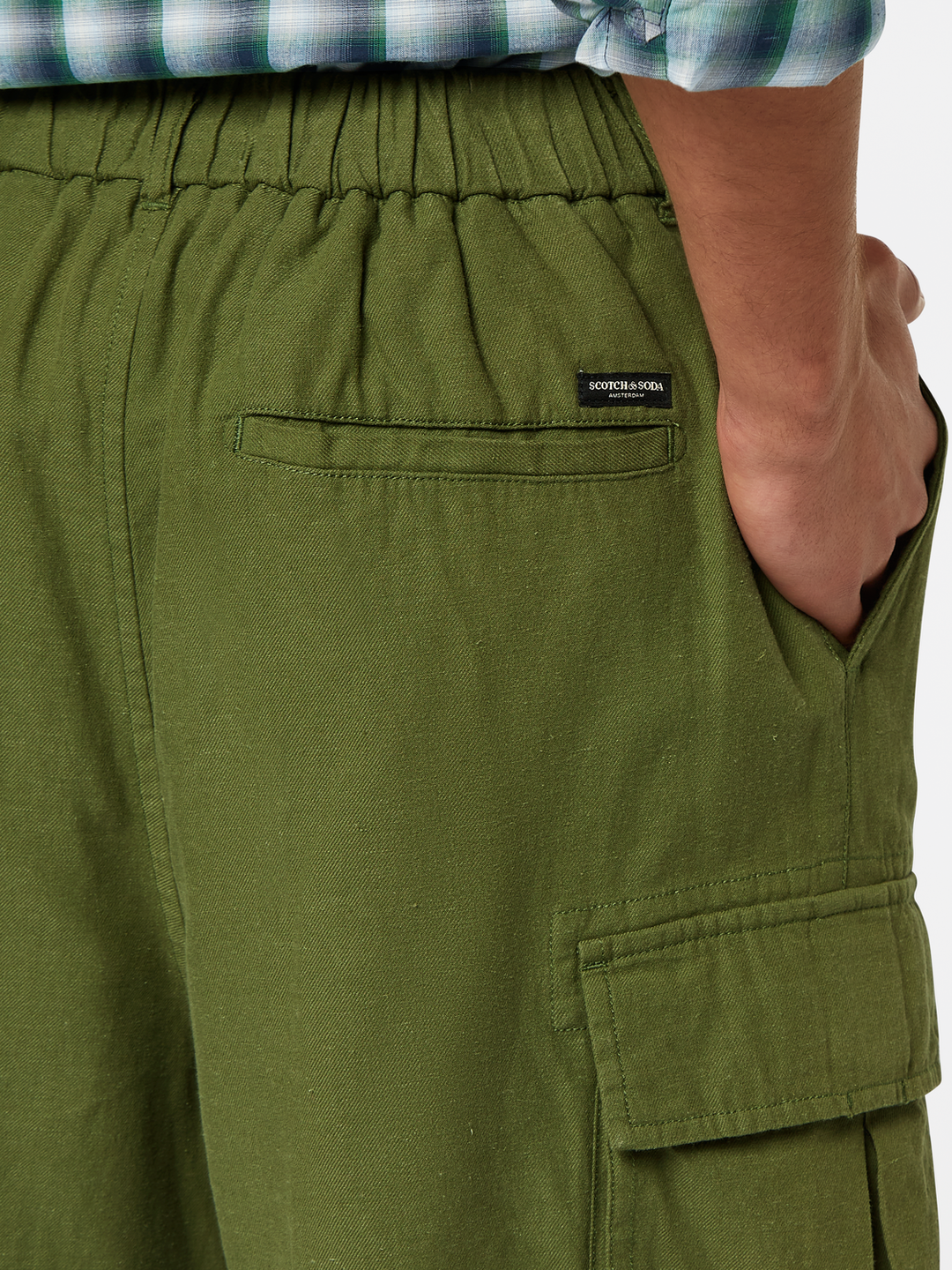 Cotton-linen relaxed fit cargo short