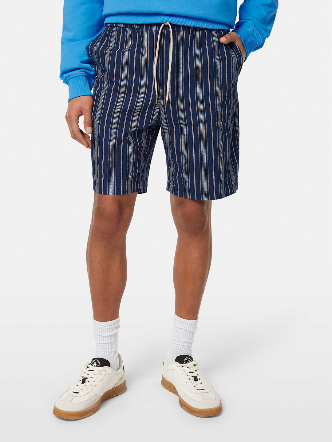 Fave - regular fit yarn-dyed cotton-linen bermuda short