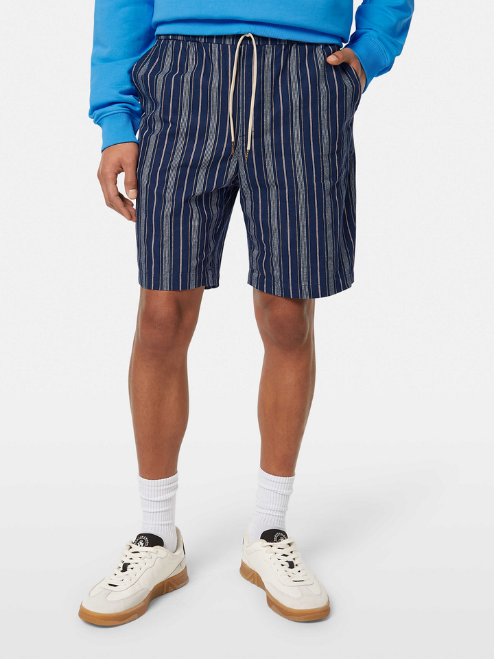 Fave - regular fit yarn-dyed cotton-linen bermuda short