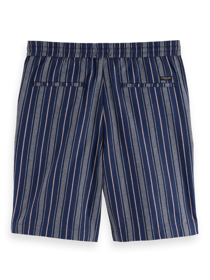 Fave - regular fit yarn-dyed cotton-linen bermuda short