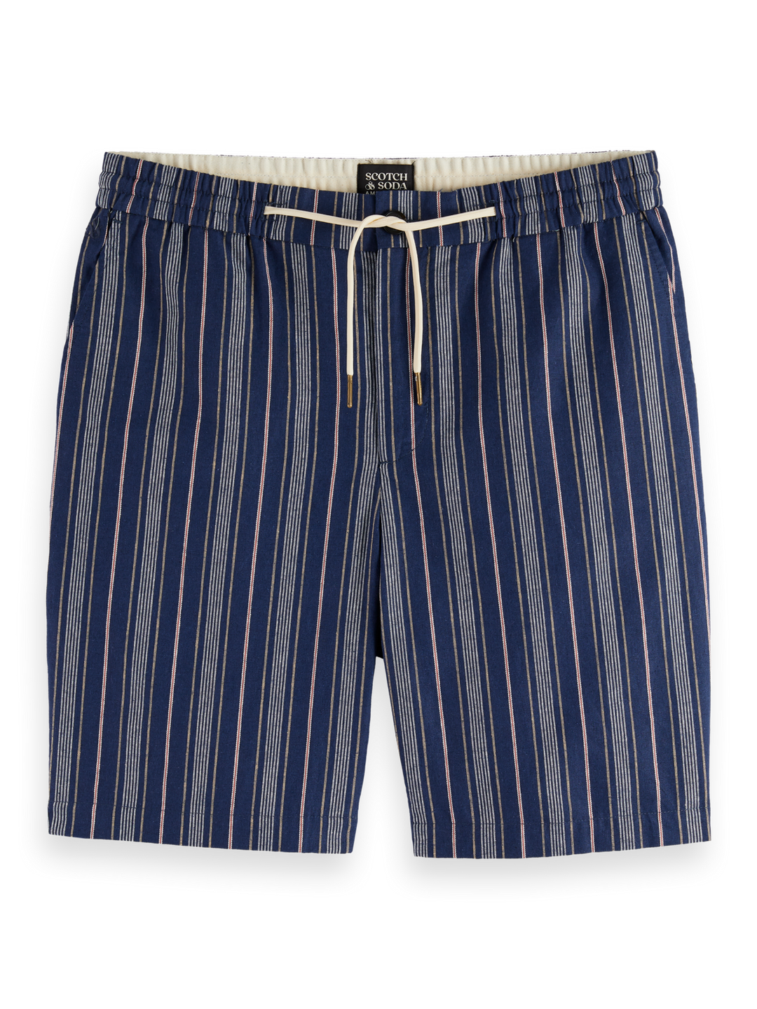Fave - regular fit yarn-dyed cotton-linen bermuda short
