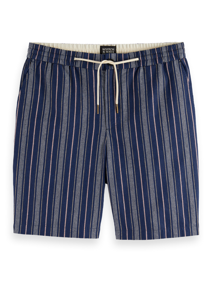 Fave - regular fit yarn-dyed cotton-linen bermuda short