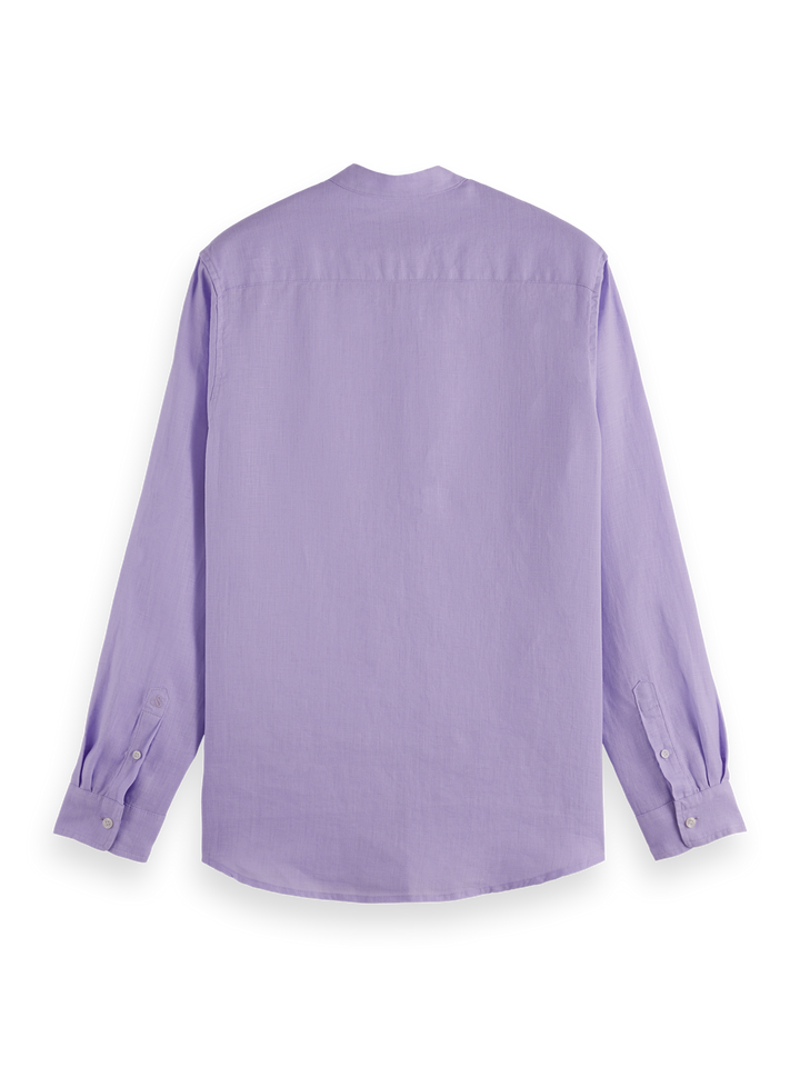Seasonal core-Regular fit stand-up collar linen shirt