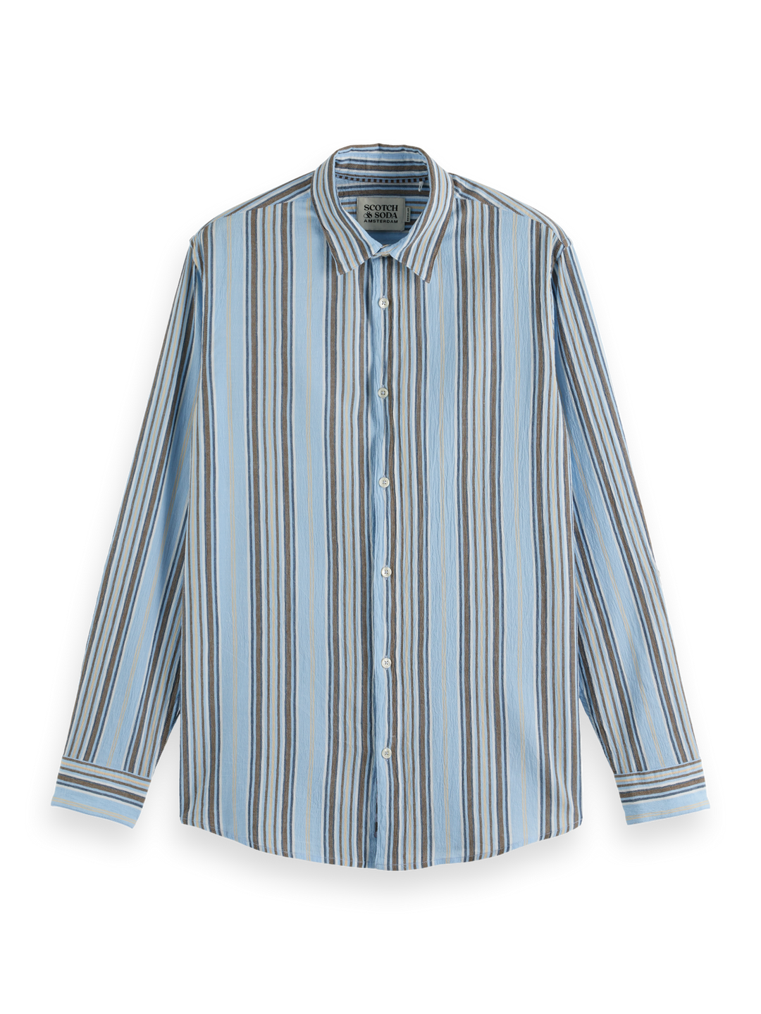 Crinkled-stripe regular fit shirt