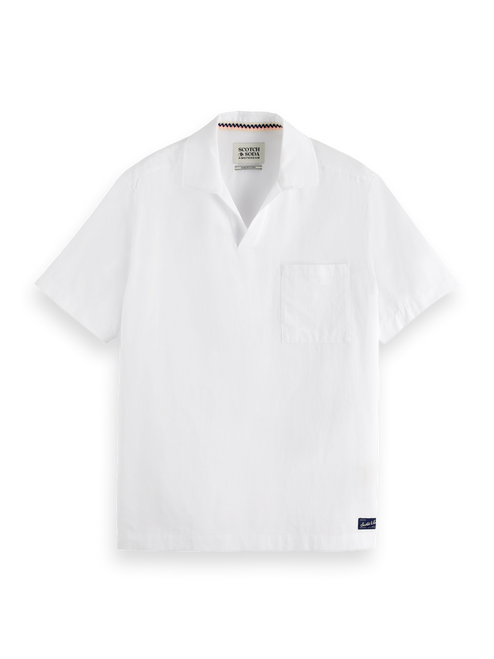 Short-sleeved relaxed-fit linen blend shirt