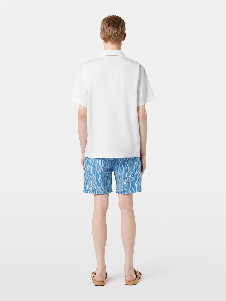 Short-sleeved relaxed-fit linen blend shirt
