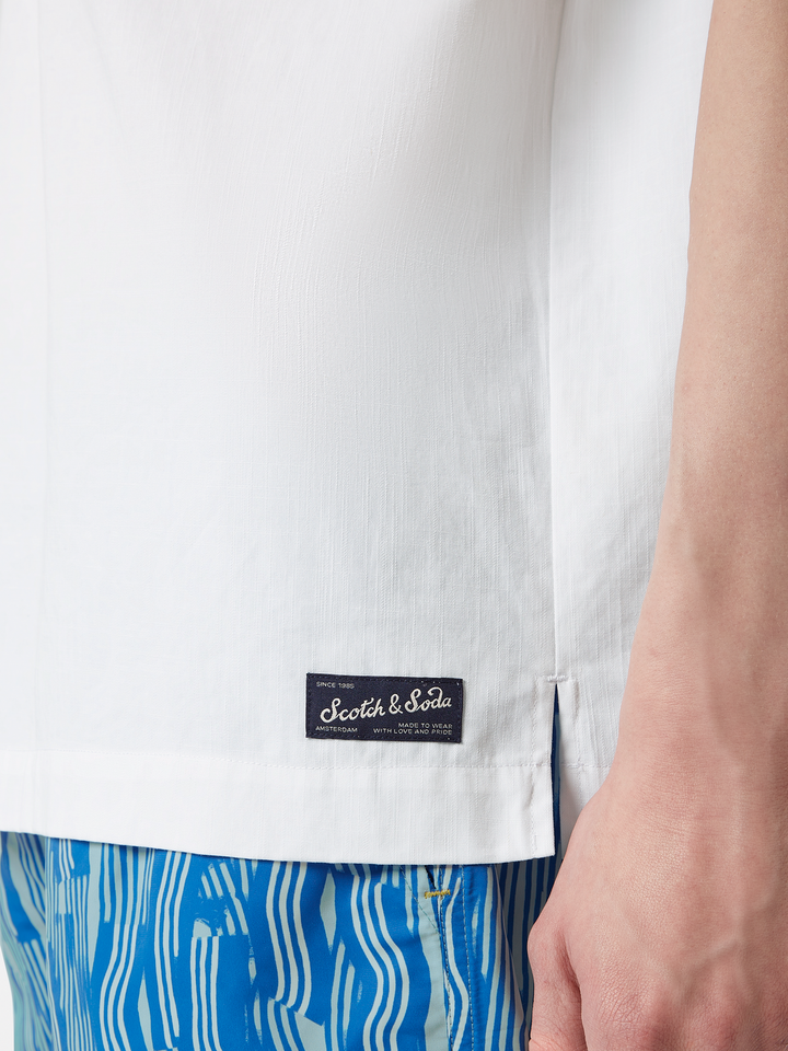 Short-sleeved relaxed-fit linen blend shirt