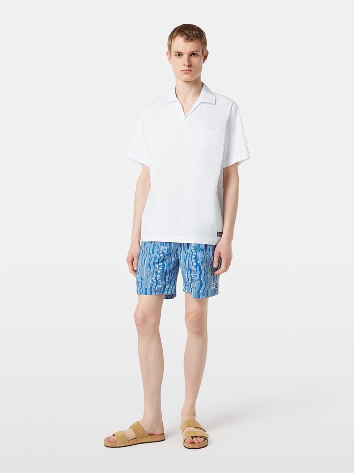 Short-sleeved relaxed-fit linen blend shirt