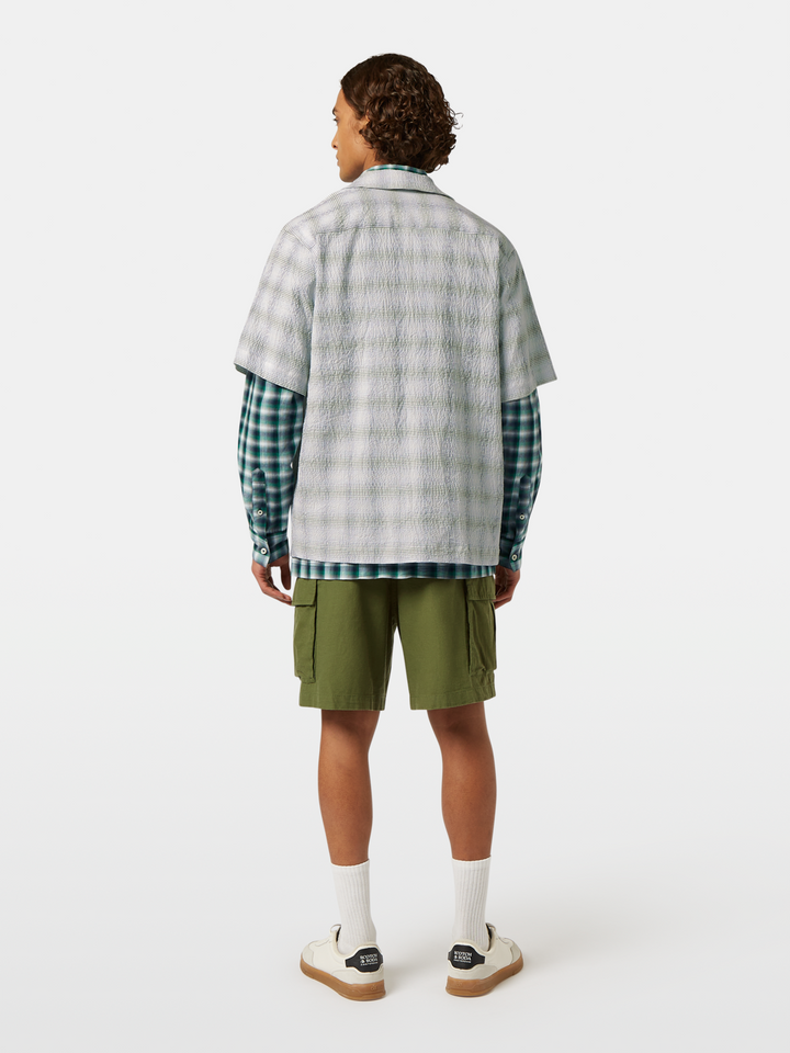 Checked short-sleeved relaxed-fit shirt
