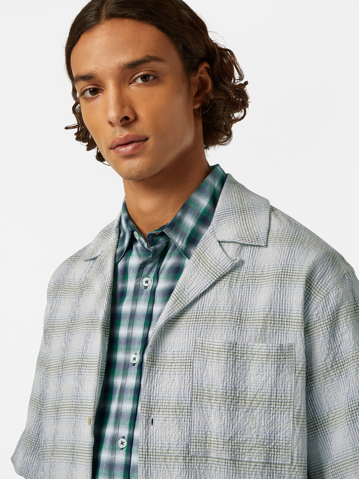 Checked short-sleeved relaxed-fit shirt