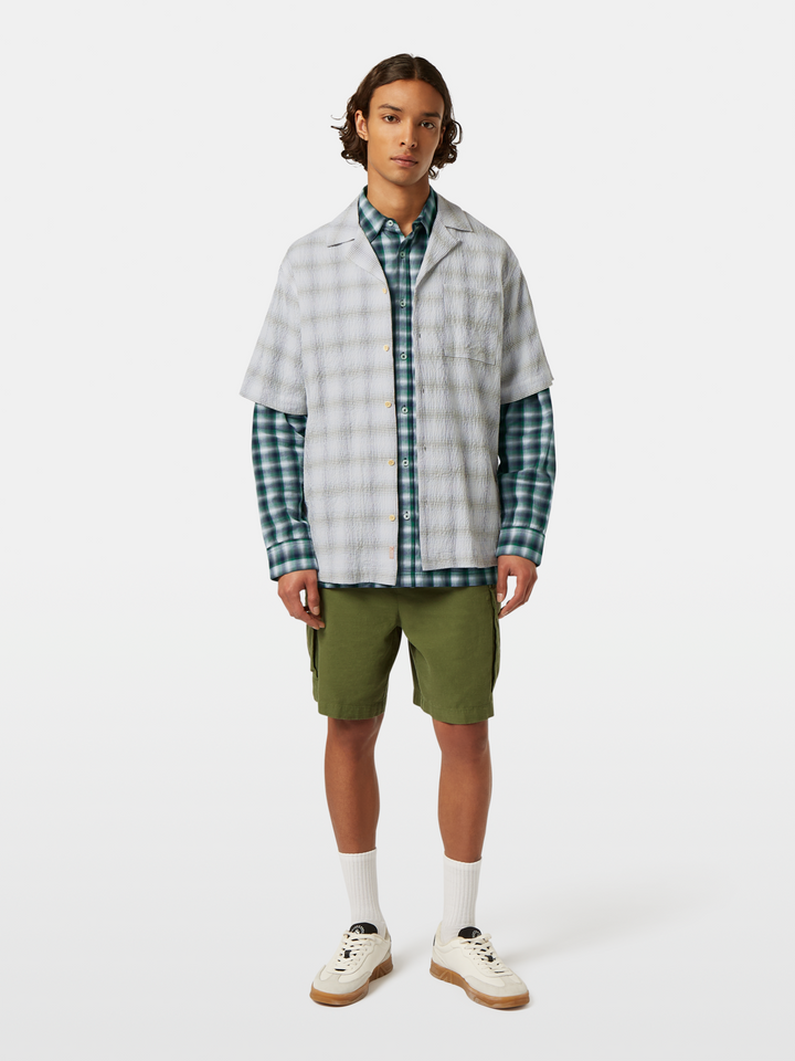 Checked short-sleeved relaxed-fit shirt