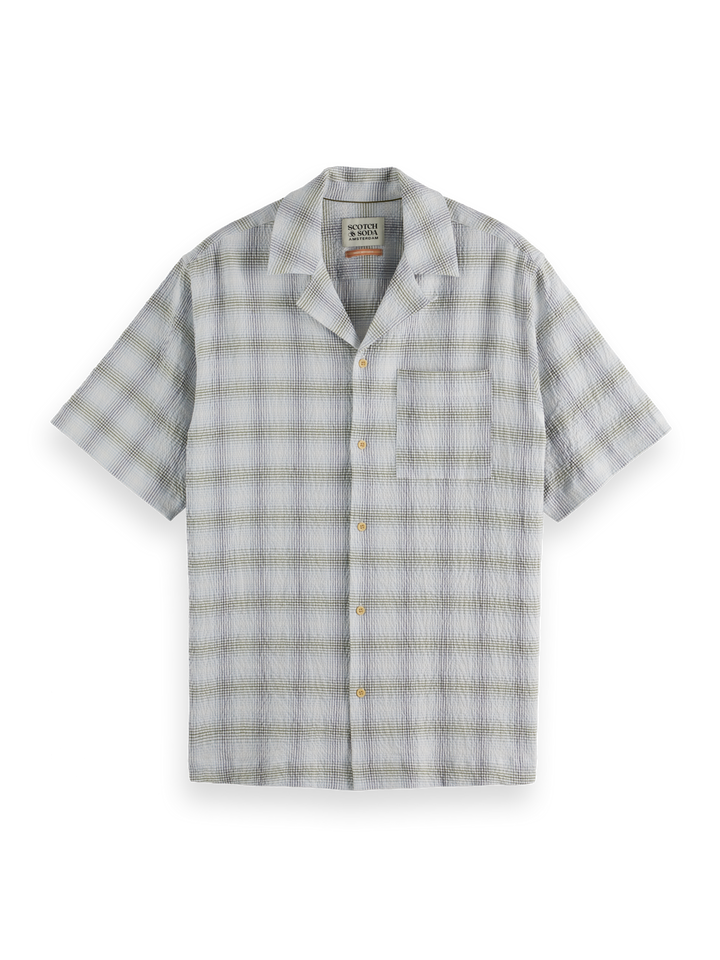 Checked short-sleeved relaxed-fit shirt