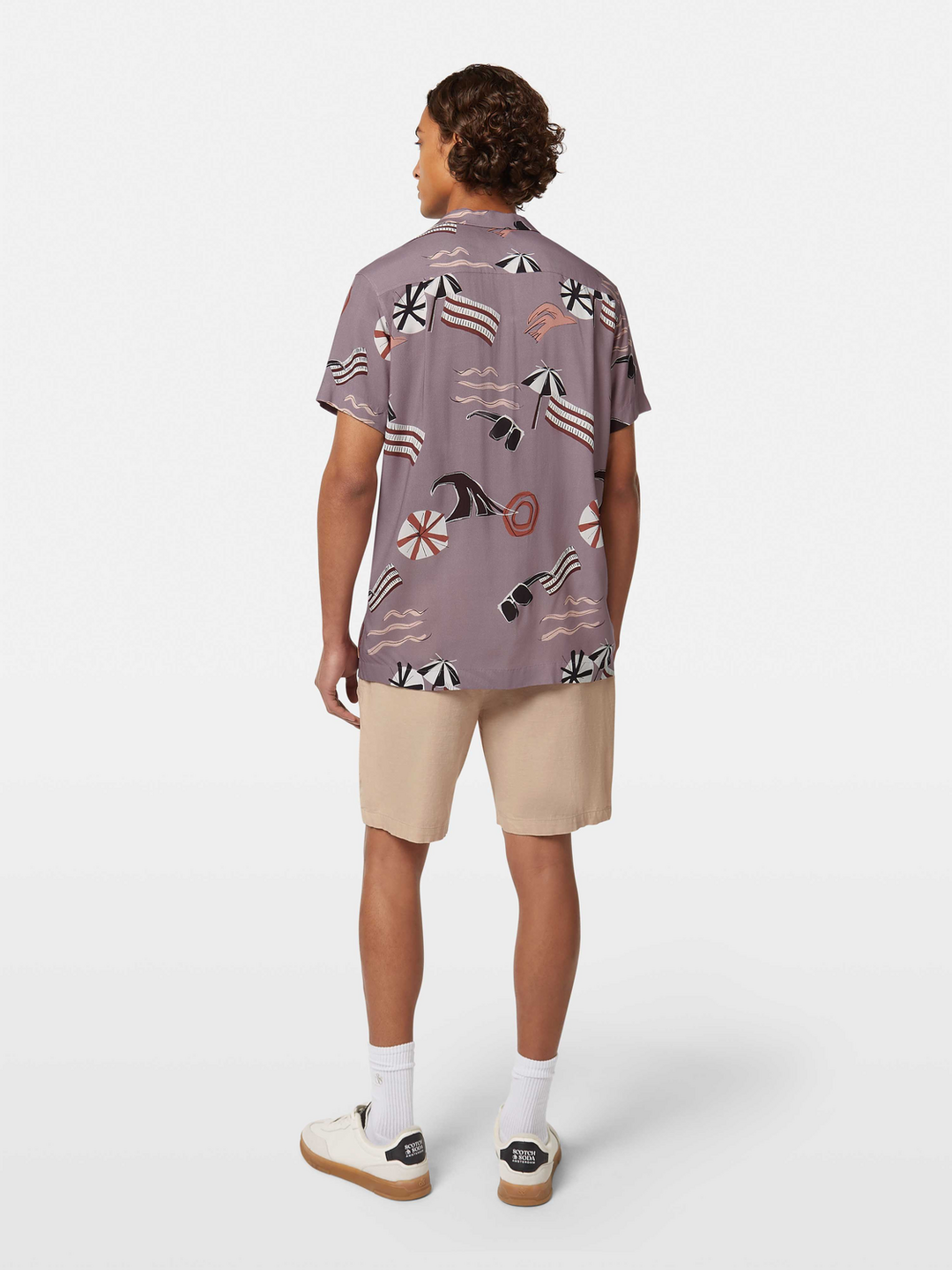 AOP short-sleeved regular fit viscose shirt
