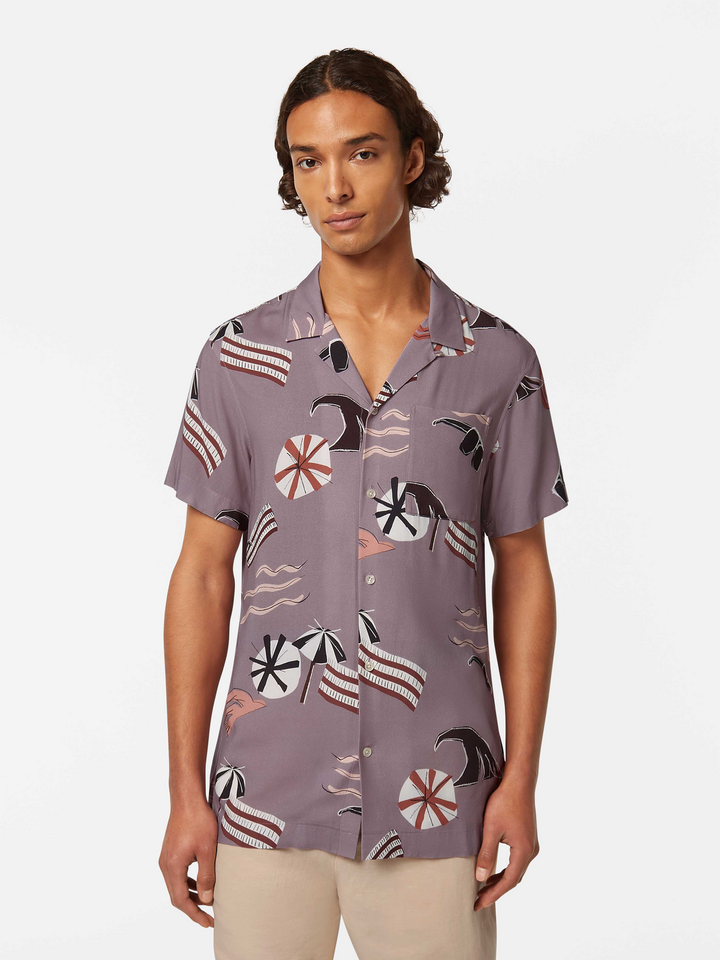 AOP short-sleeved regular fit viscose shirt