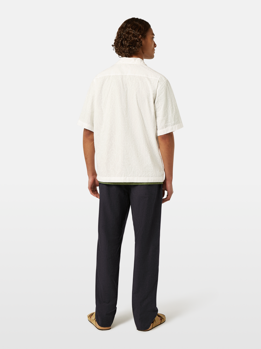 Embroidered short-sleeved relaxed-fit shirt