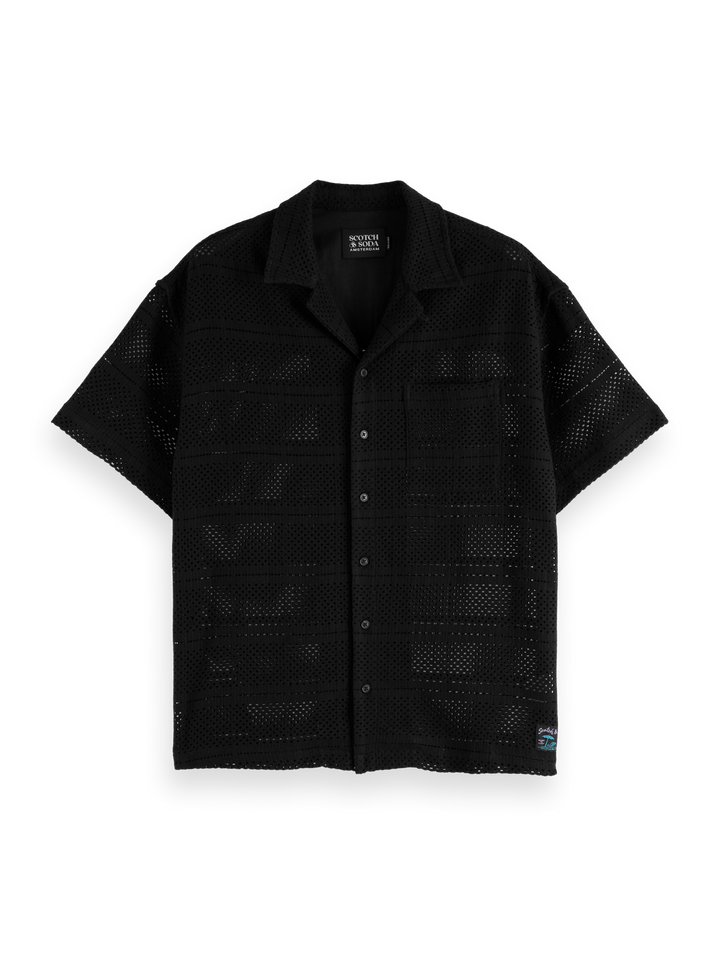 Crochet short-sleeved relaxed-fit shirt