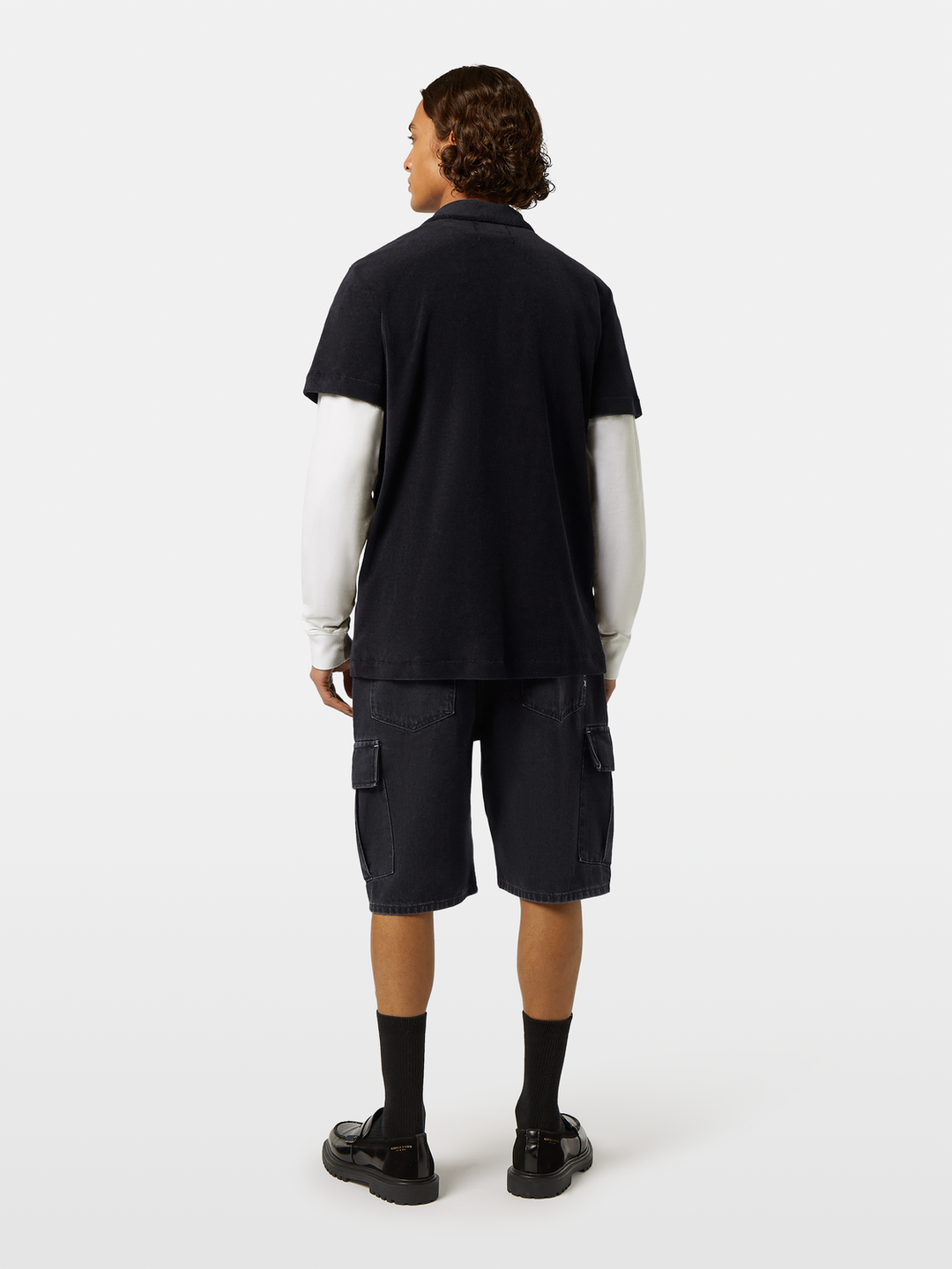 Short-sleeved regular fit towelling shirt