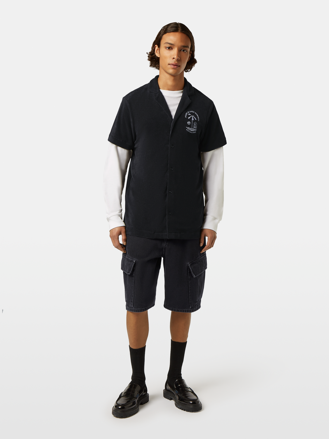 Short-sleeved regular fit towelling shirt