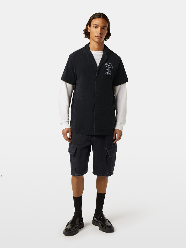 Short-sleeved regular fit towelling shirt