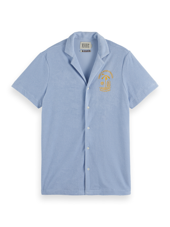 Short-sleeved regular fit towelling shirt