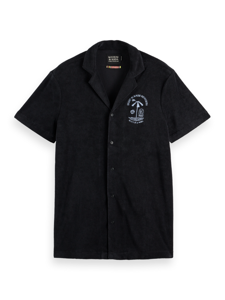 Short-sleeved regular fit towelling shirt