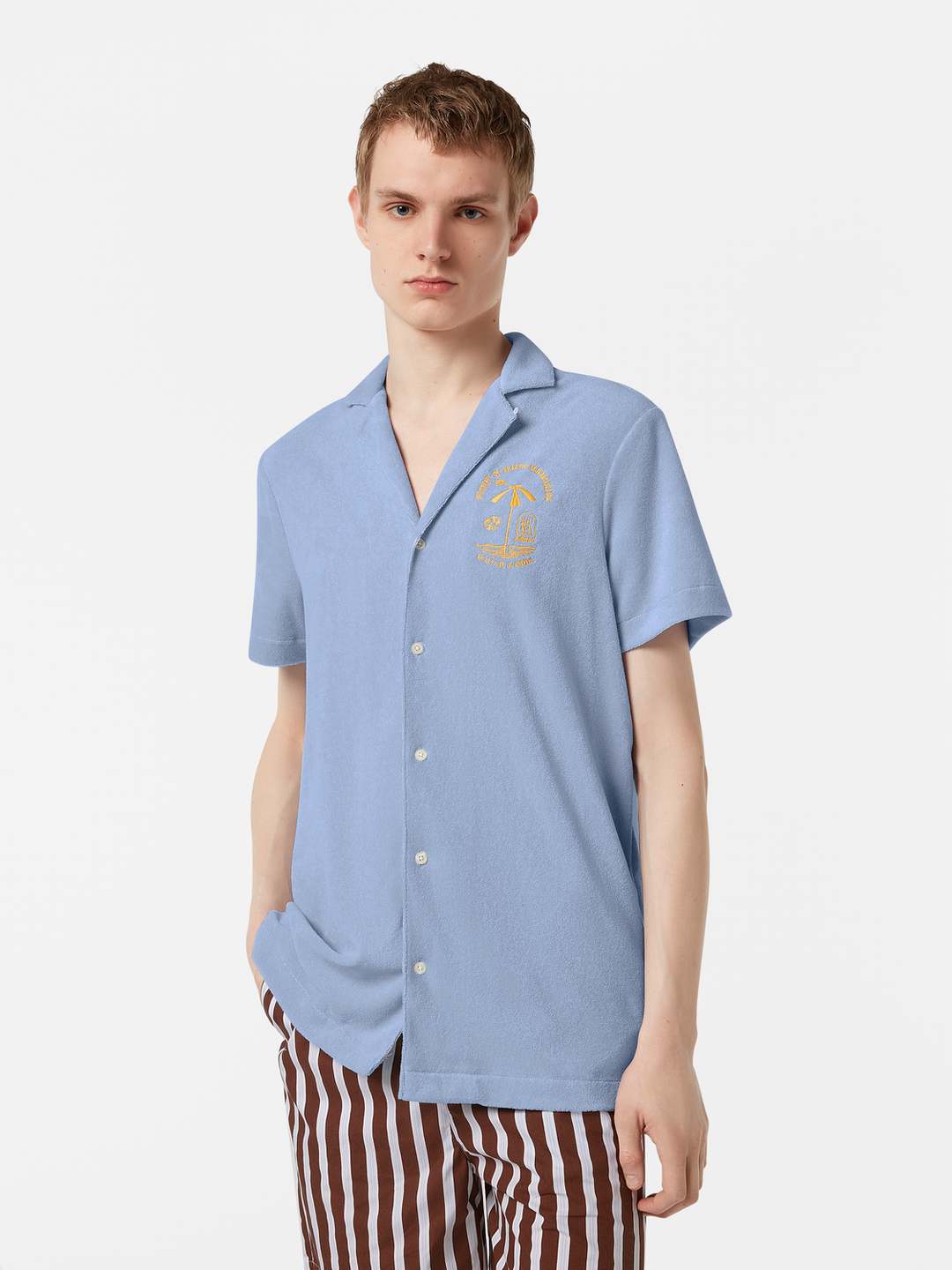 Short-sleeved regular fit towelling shirt