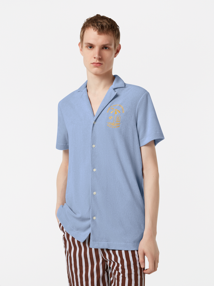 Short-sleeved regular fit towelling shirt