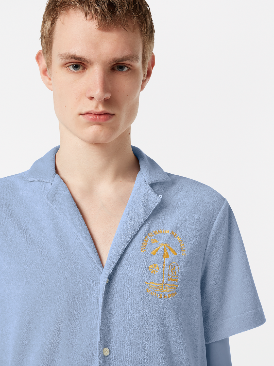 Short-sleeved regular fit towelling shirt