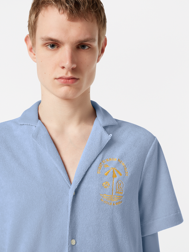 Short-sleeved regular fit towelling shirt