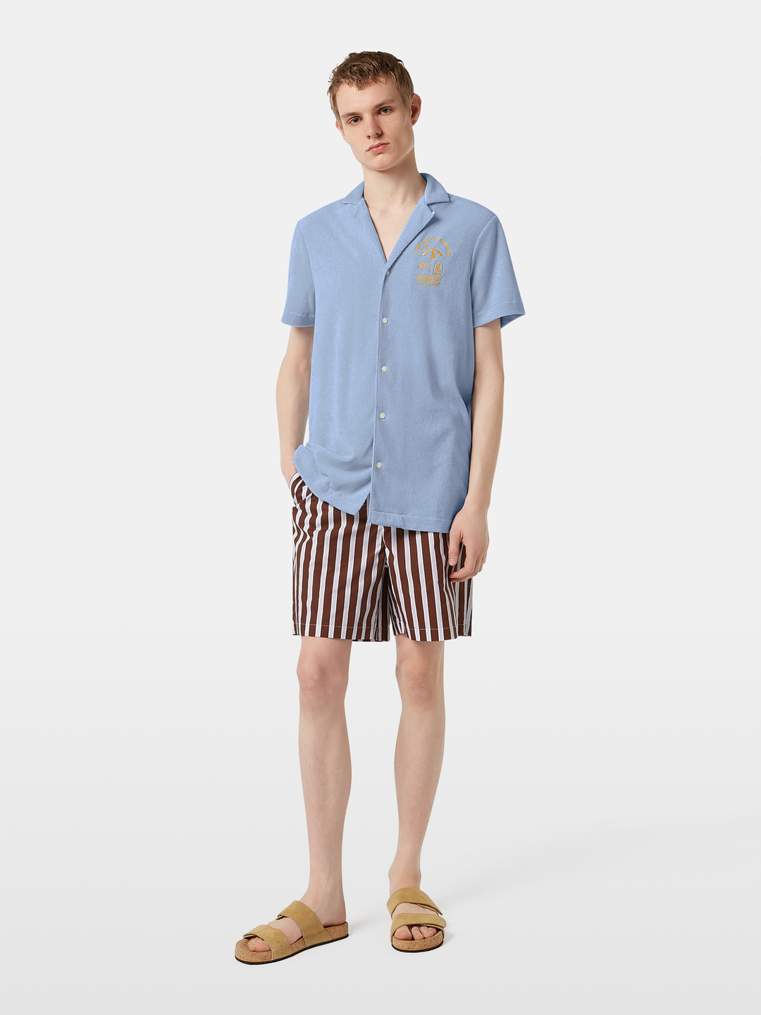 Short-sleeved regular fit towelling shirt