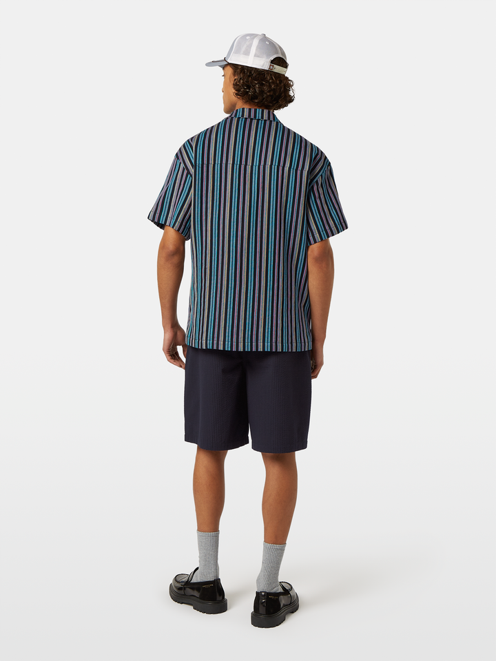 Striped short-sleeved relaxed-fit jacquard shirt