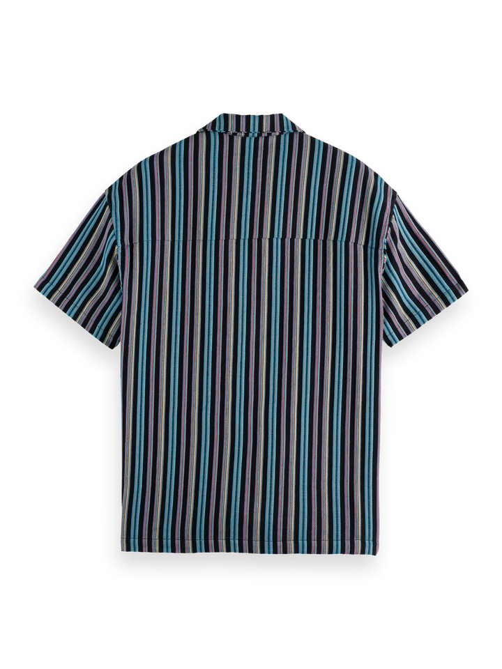 Striped short-sleeved relaxed-fit jacquard shirt