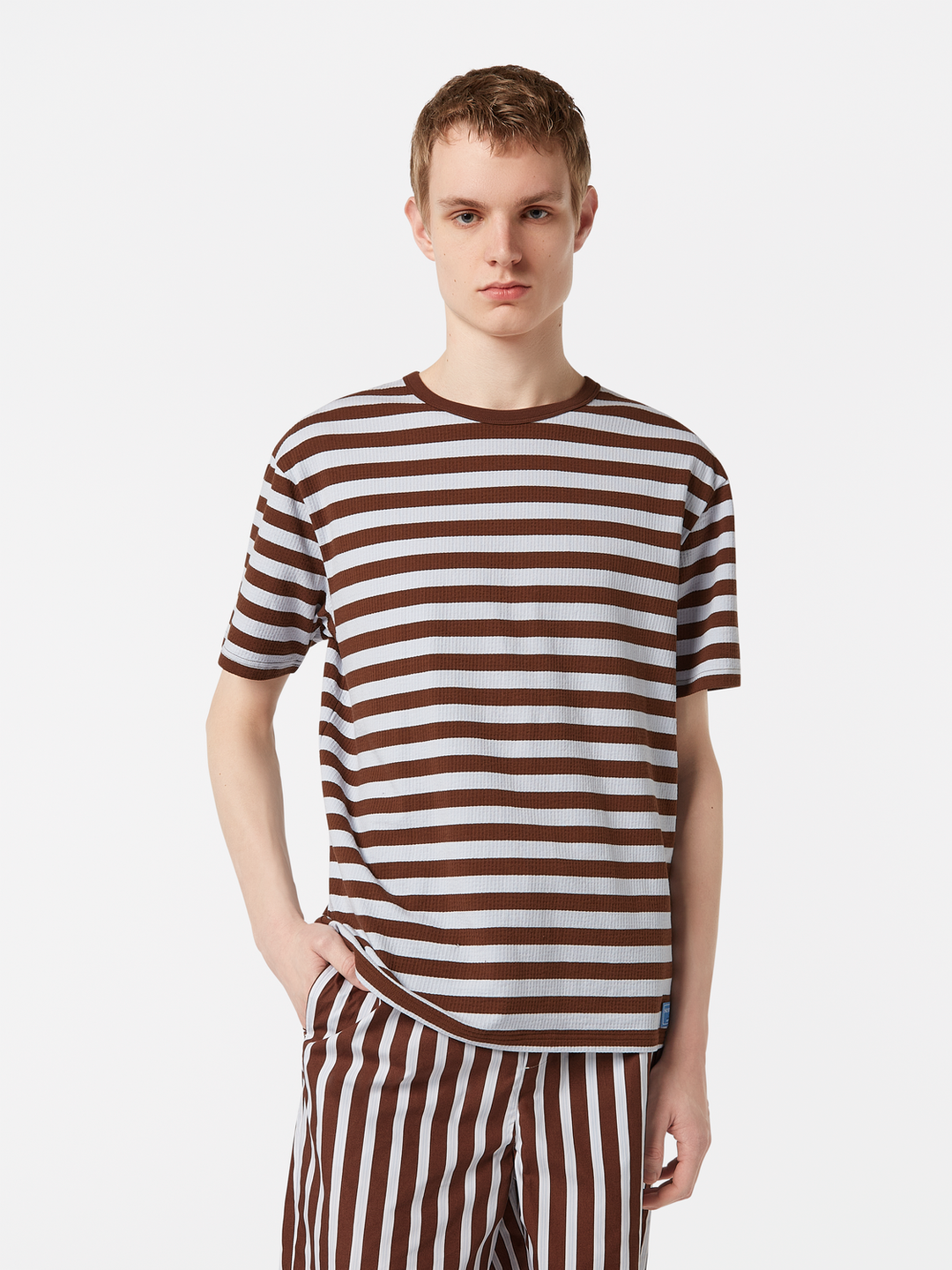 Relaxed-fit waffle striped T-shirt