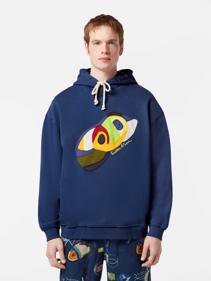 Loose fit applique hoodie