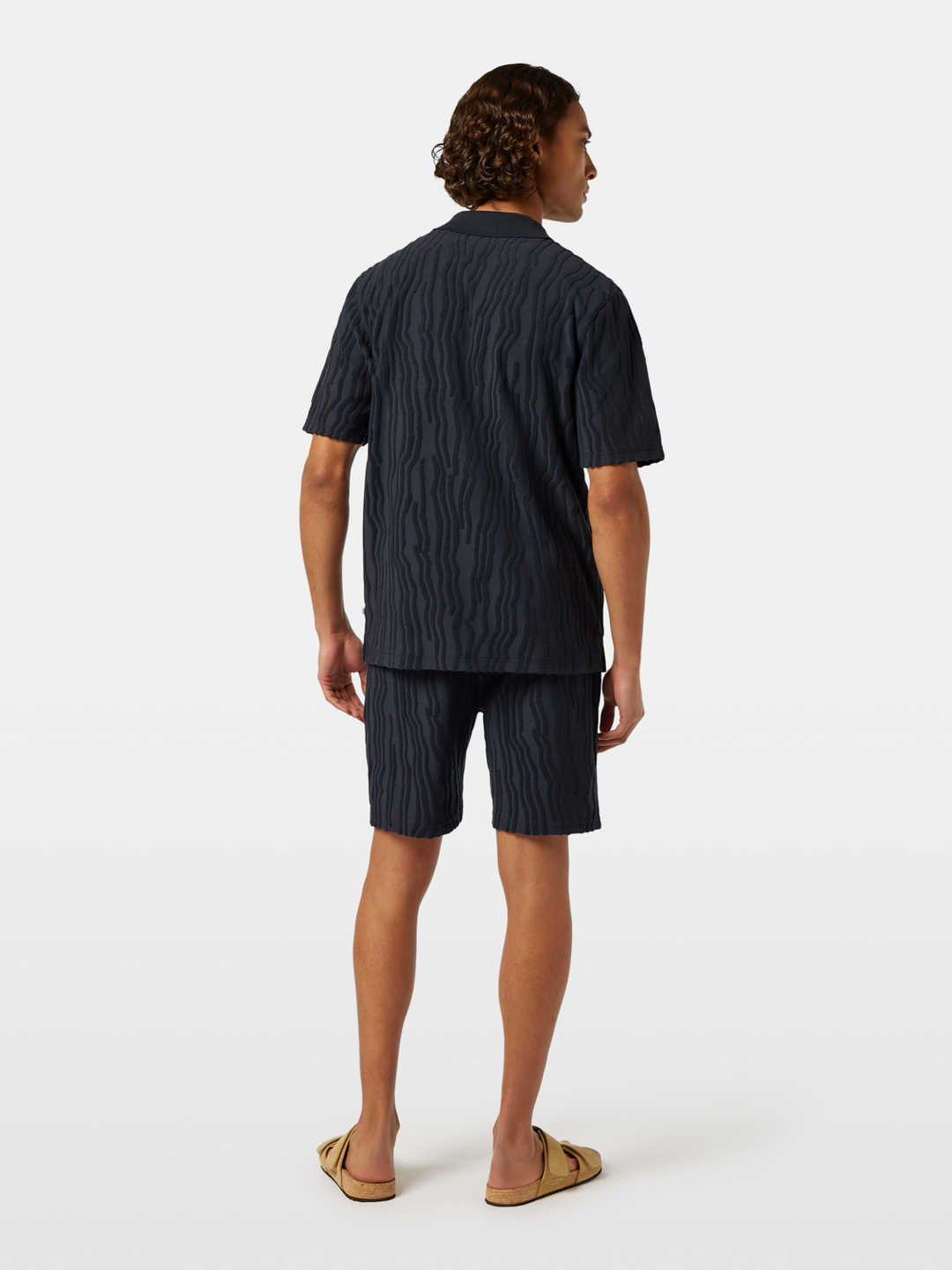 Jacquard cotton terry relaxed-fit polo