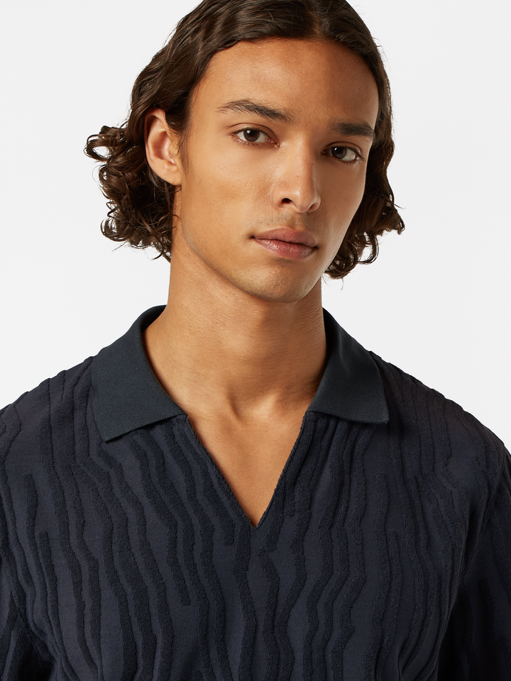 Jacquard cotton terry relaxed-fit polo