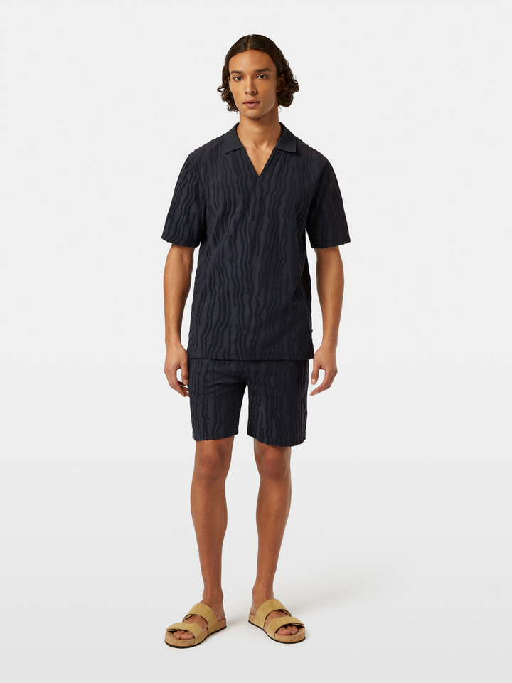 Jacquard cotton terry relaxed-fit polo
