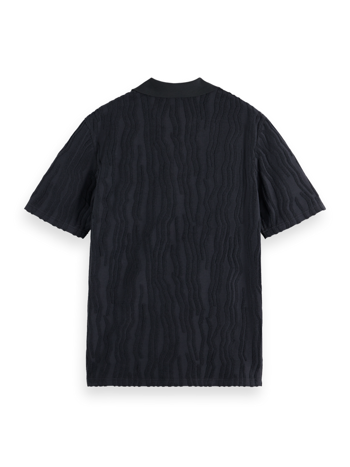 Jacquard cotton terry relaxed-fit polo