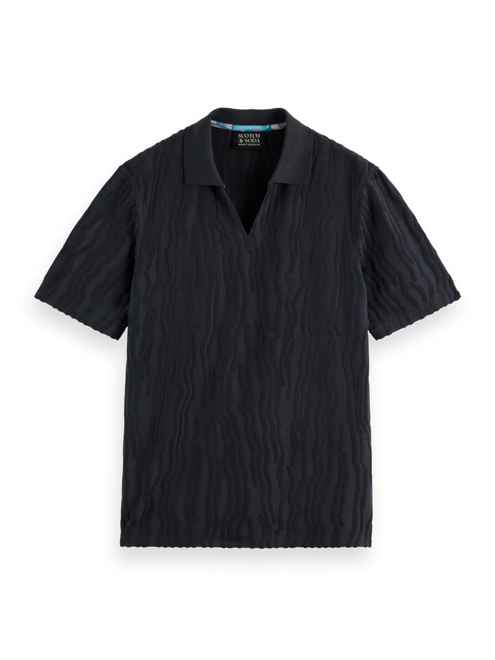 Jacquard cotton terry relaxed-fit polo