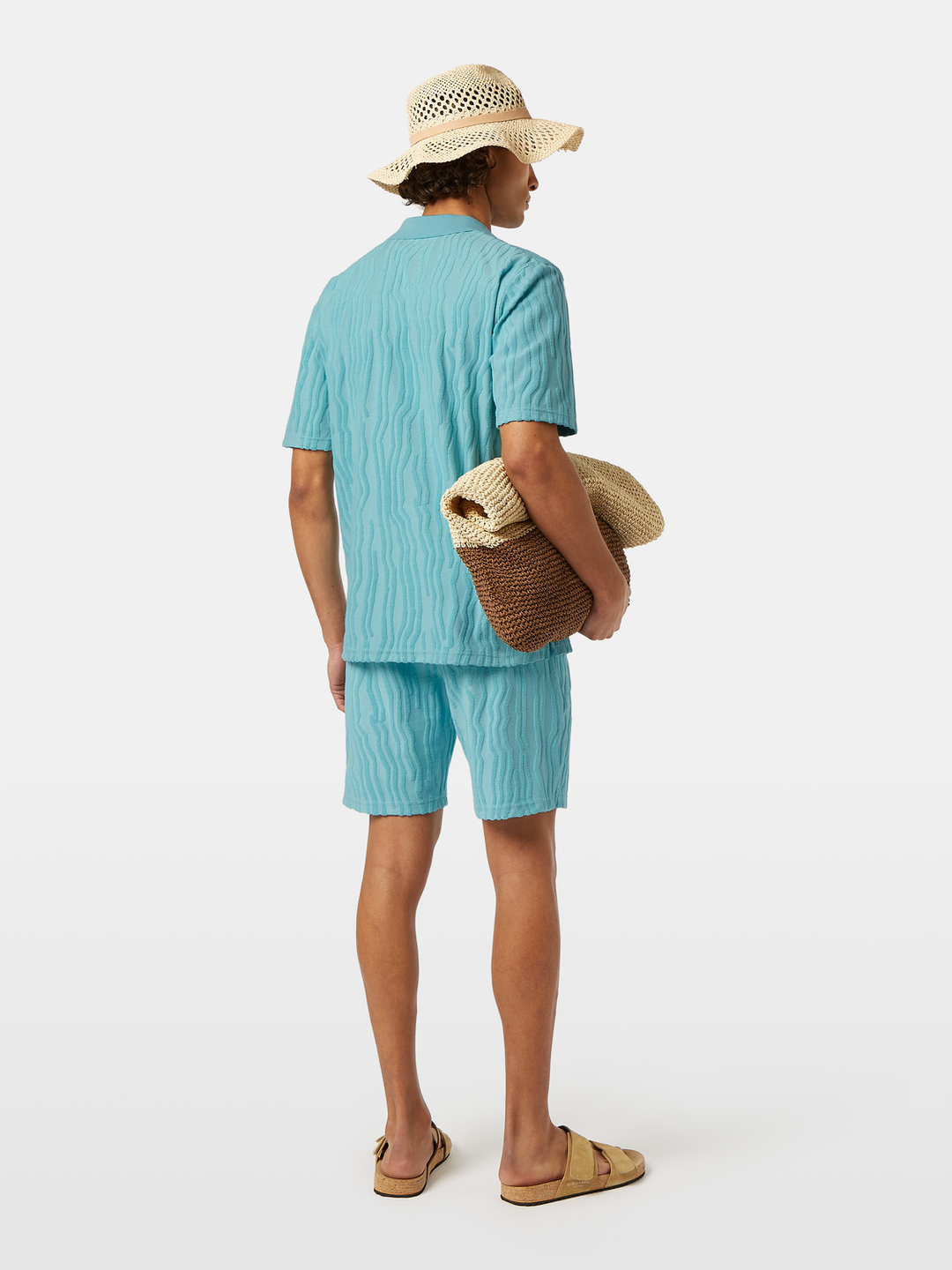 Jacquard cotton terry relaxed-fit polo