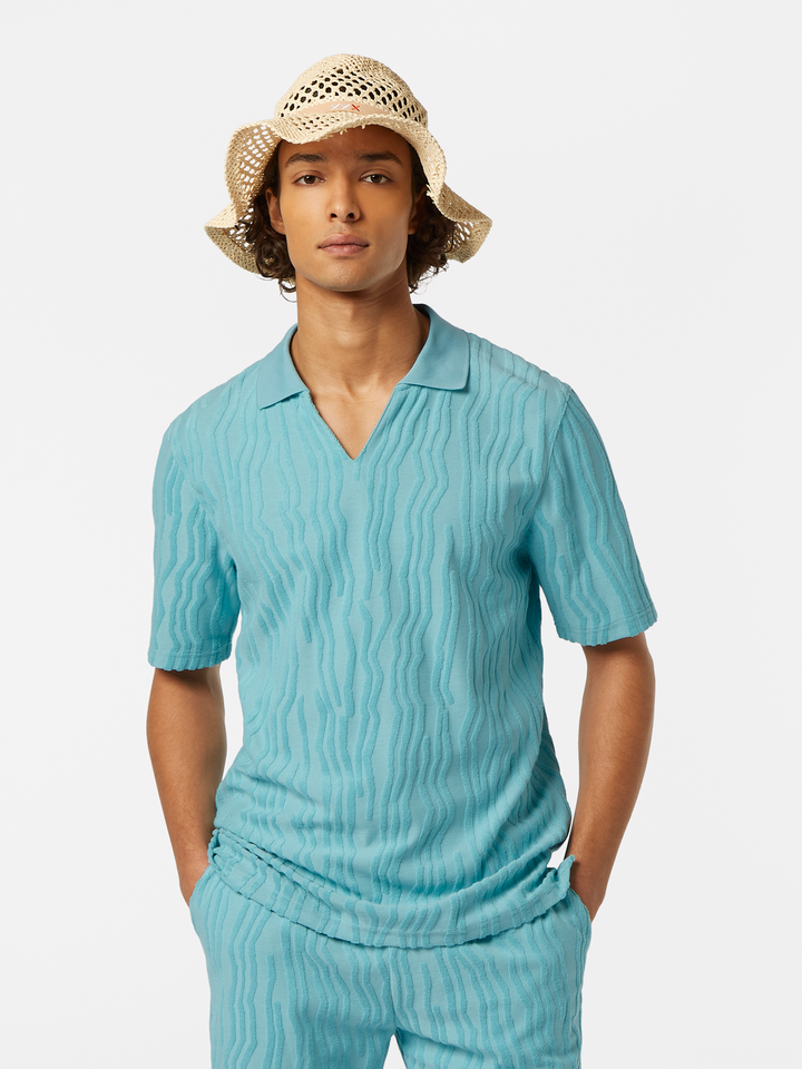 Jacquard cotton terry relaxed-fit polo