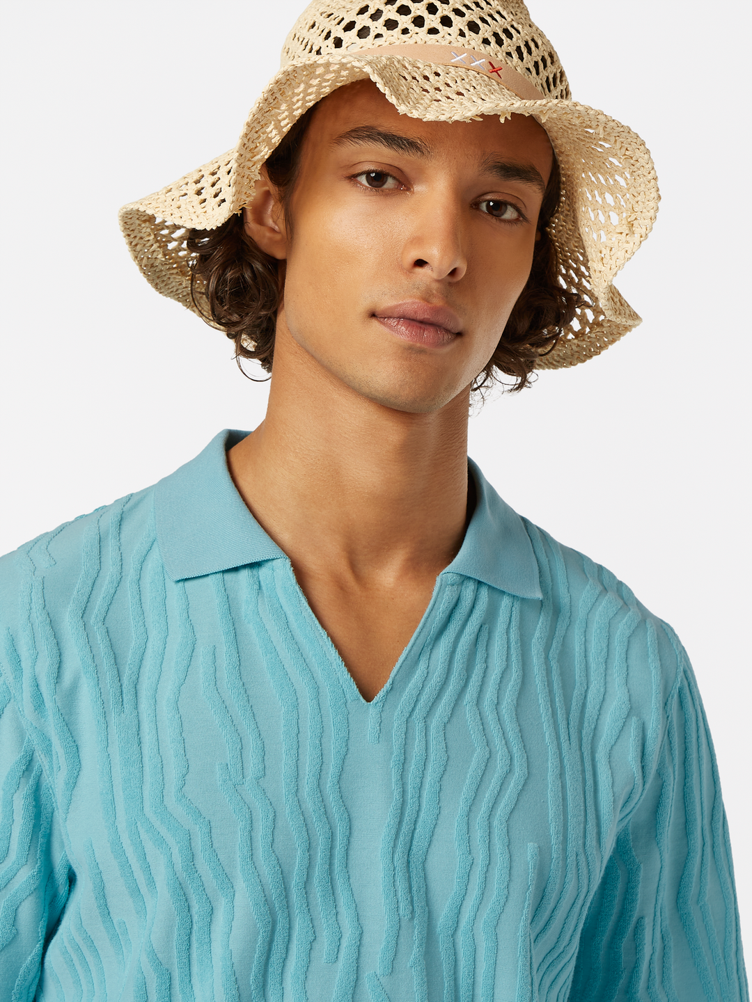 Jacquard cotton terry relaxed-fit polo