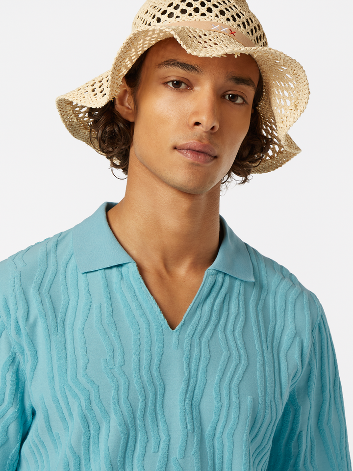Jacquard cotton terry relaxed-fit polo