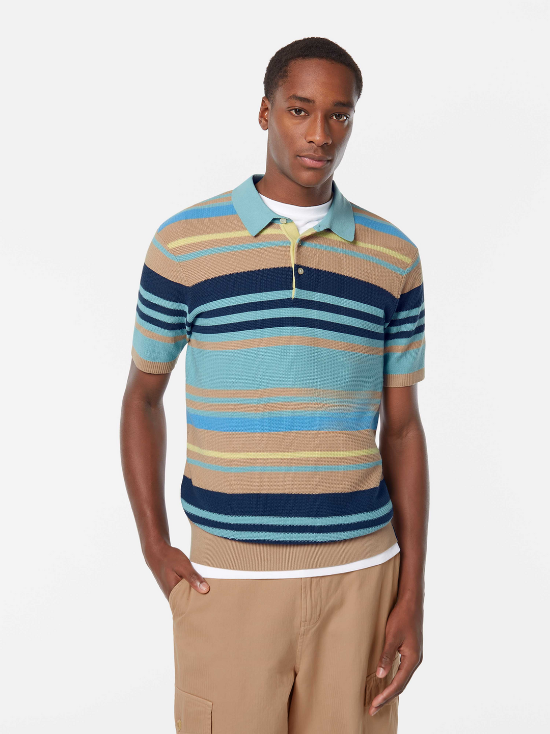 Structured knitted regular fit polo