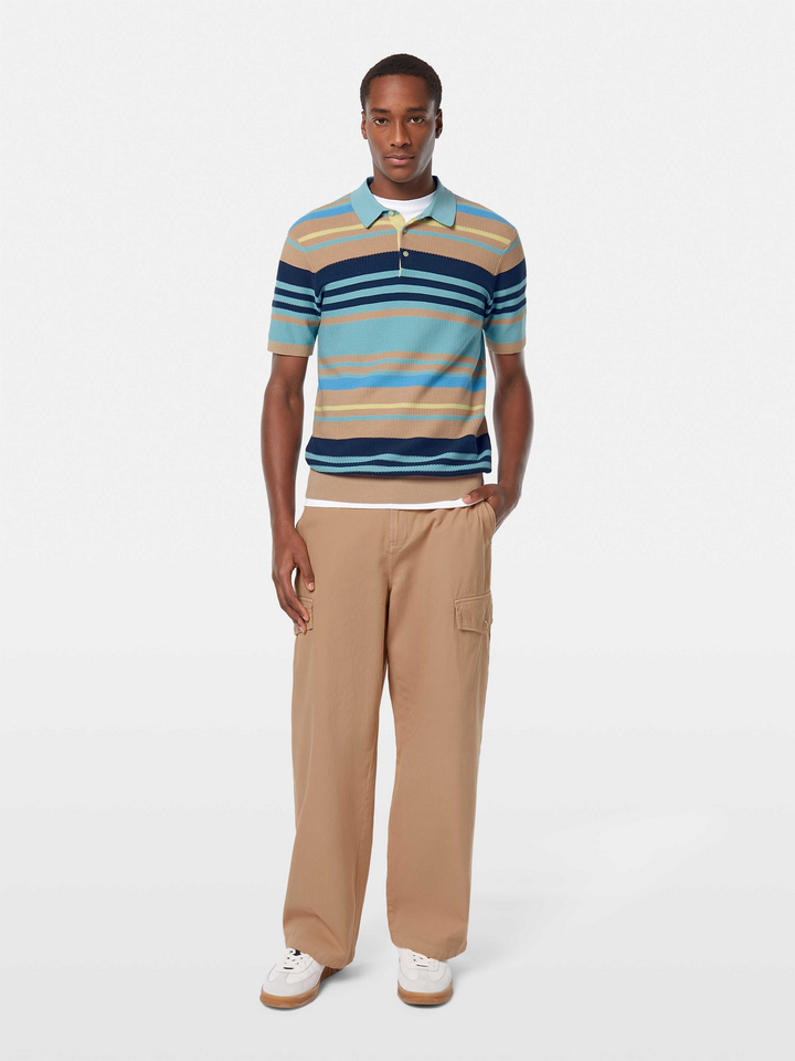 Structured knitted regular fit polo