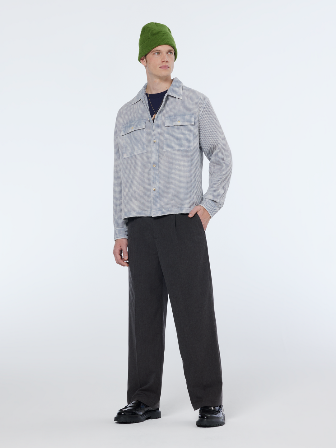 Regular-Fit Over-Dye Waffle Shirt