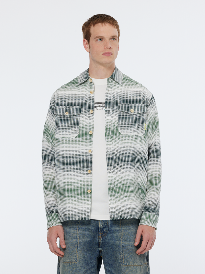 Relaxed-Fit Stripe Waffle Shirt