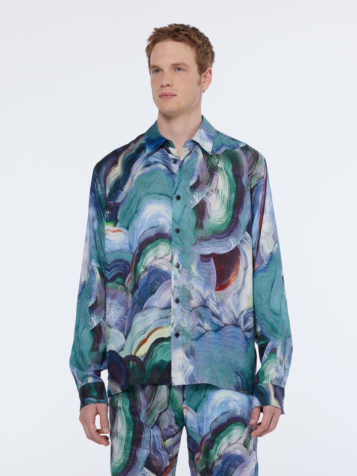 Relaxed-Fit Abstract Print Tencel Shirt