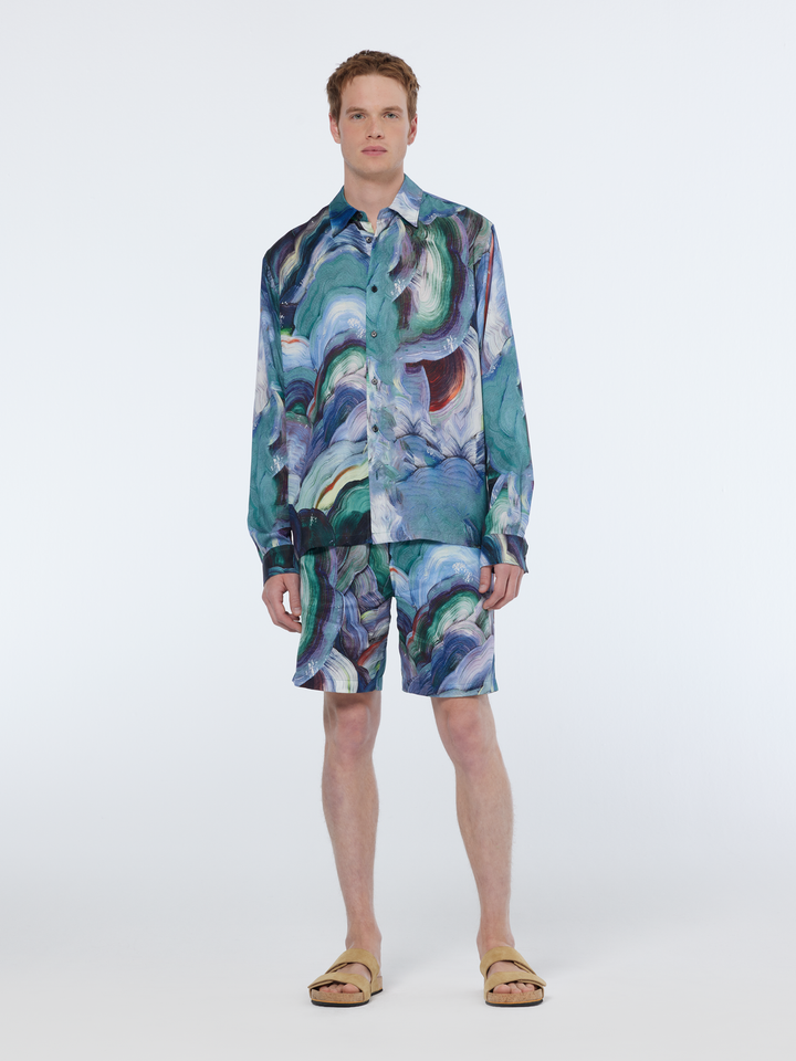 Relaxed-Fit Abstract Print Tencel Shirt